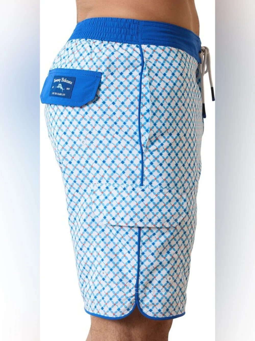 Tommy Bahama Baja Surfside Geo Board Shorts Swim Trunks Men’s XL Blue White